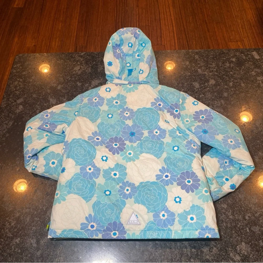 LL Bean Insulated Winter Ski Blue Youth Girls Hooded Full Zip Jacket XL 18